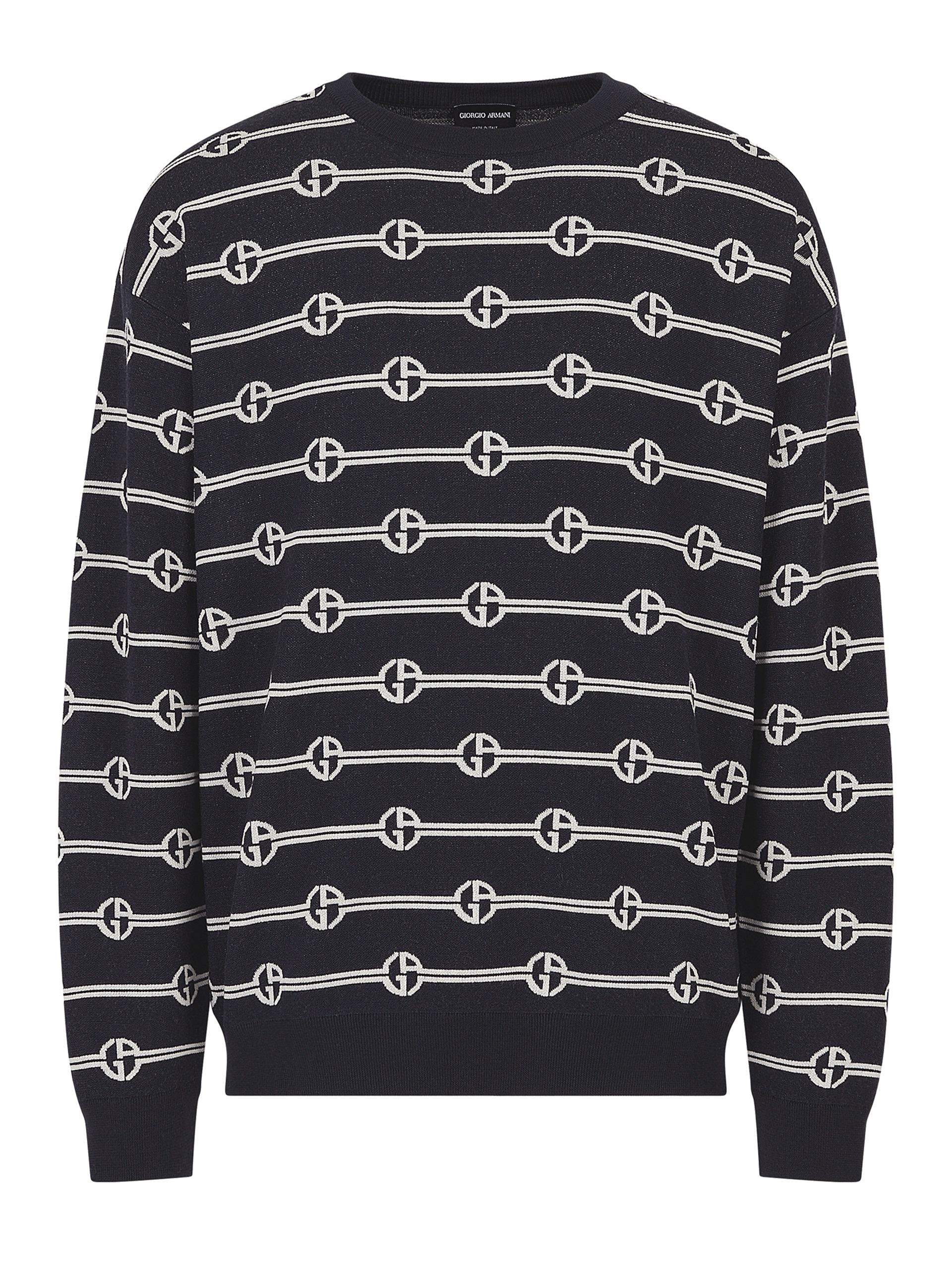 Suéter de Lã com Logo Contrastante Masculino