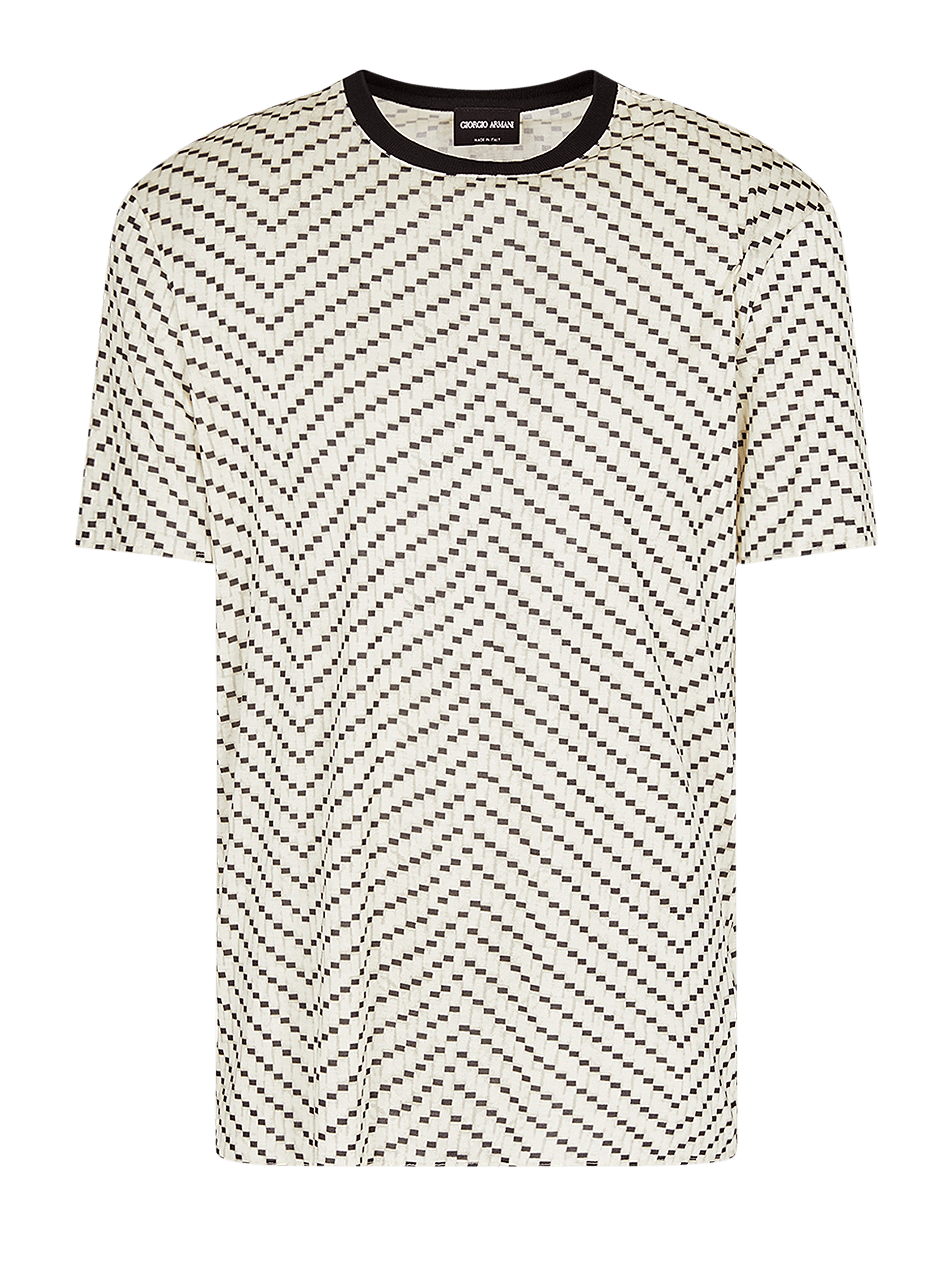 Camiseta Masculina de Seda com Gola Contrastante