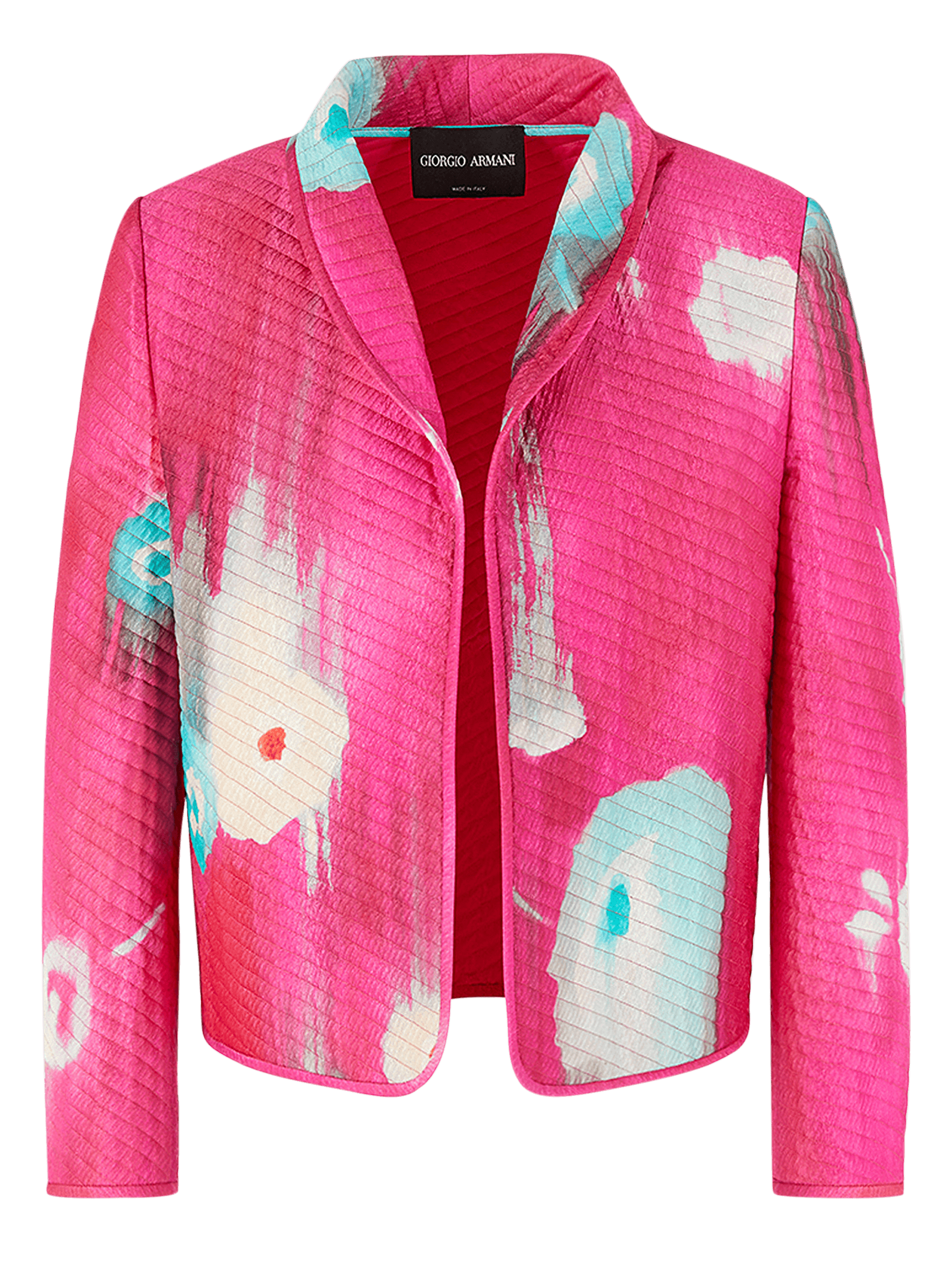 Jaqueta Texturizada com Estampa Rosa