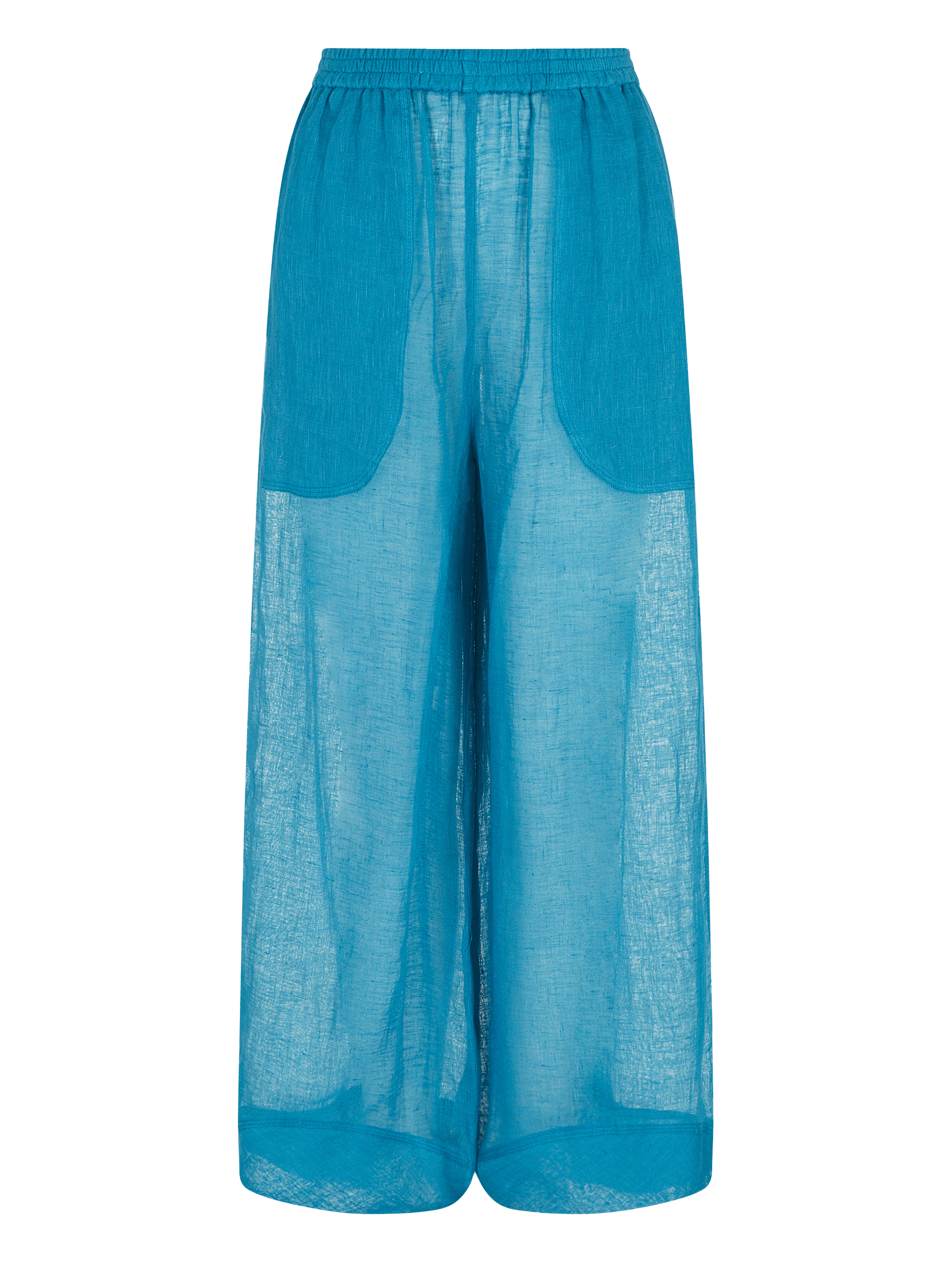 Calça Fluida com Transparência Azul