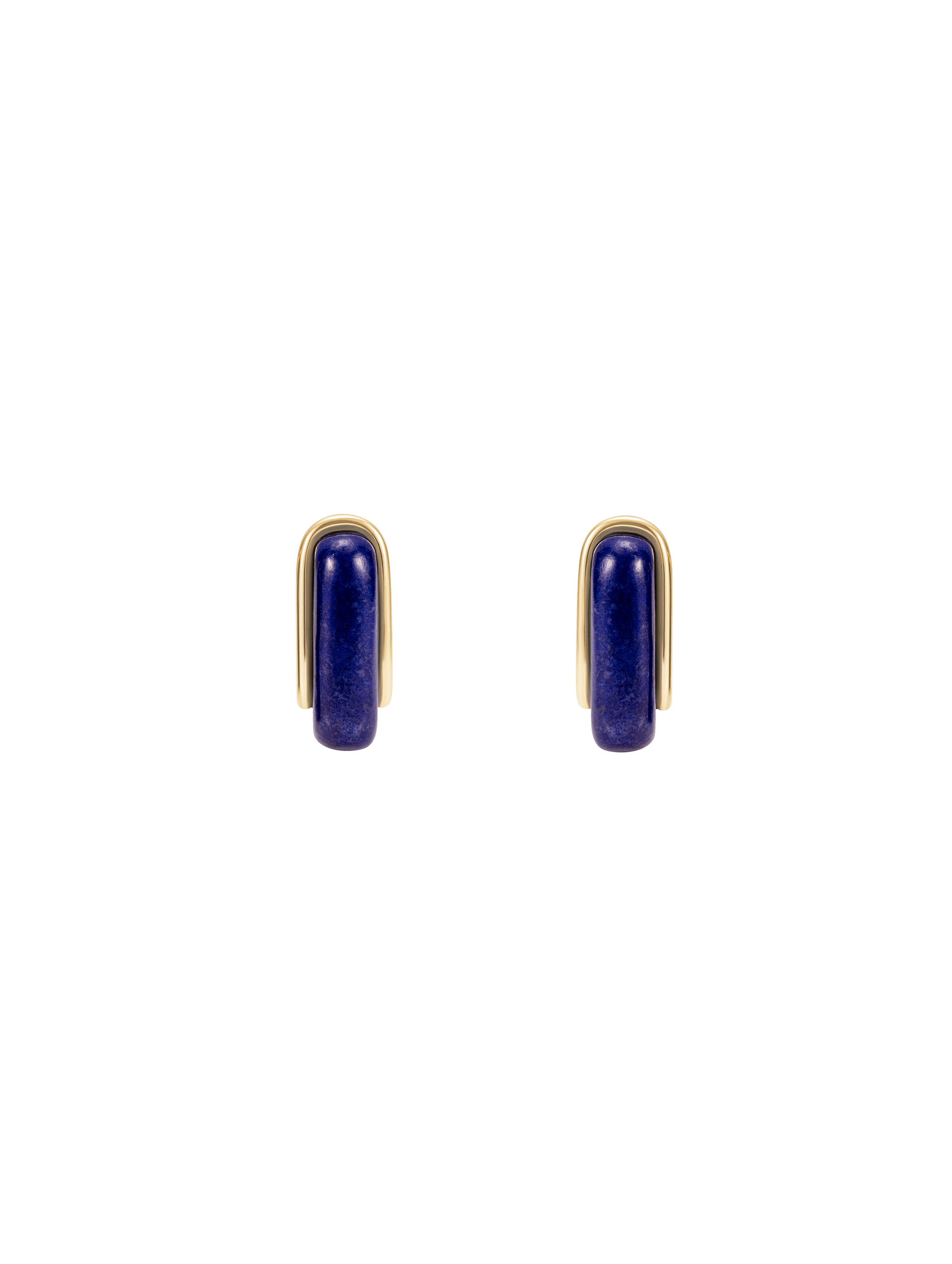 Brinco Oblong em Ouro e Lápis Lazuli