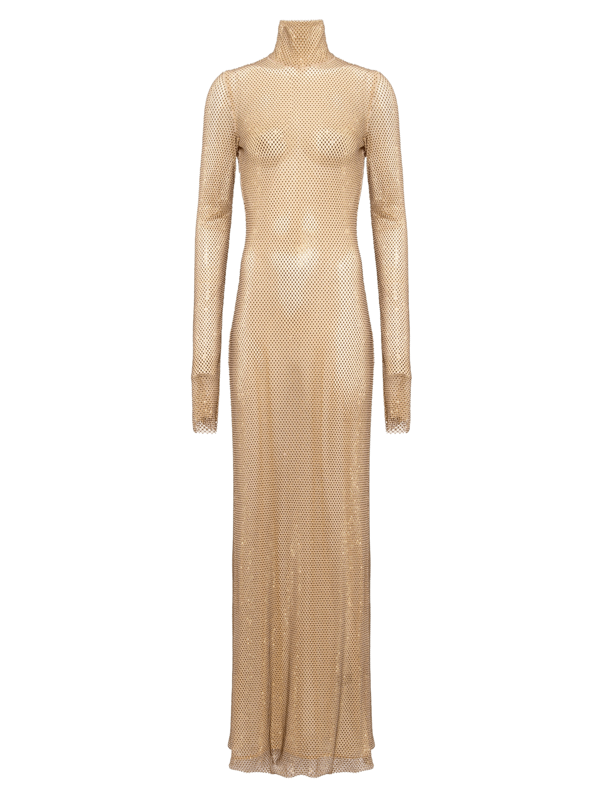 Vestido Mockneck Column Gown Dourado