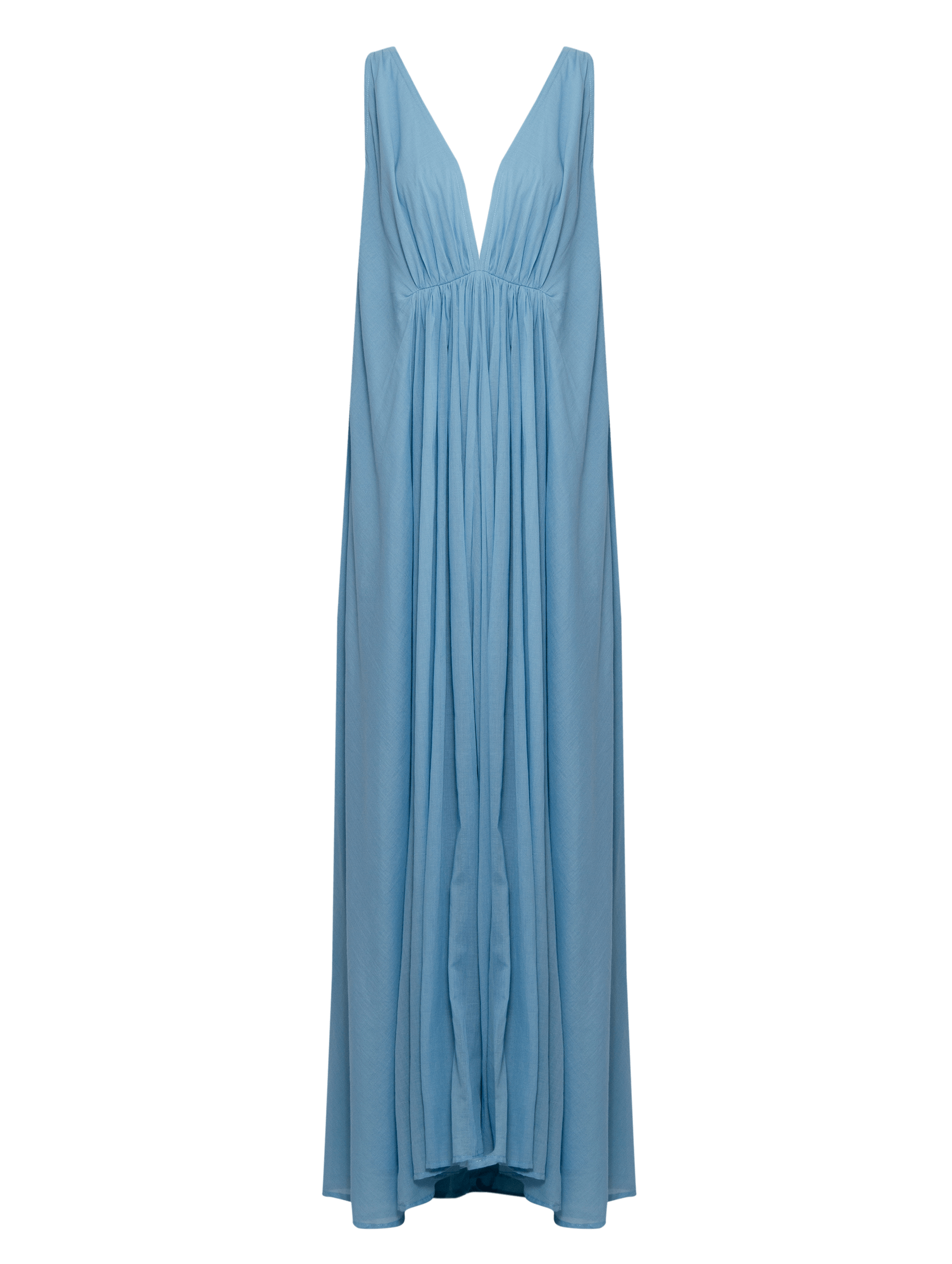Vestido Longo com Camadas Azul Claro