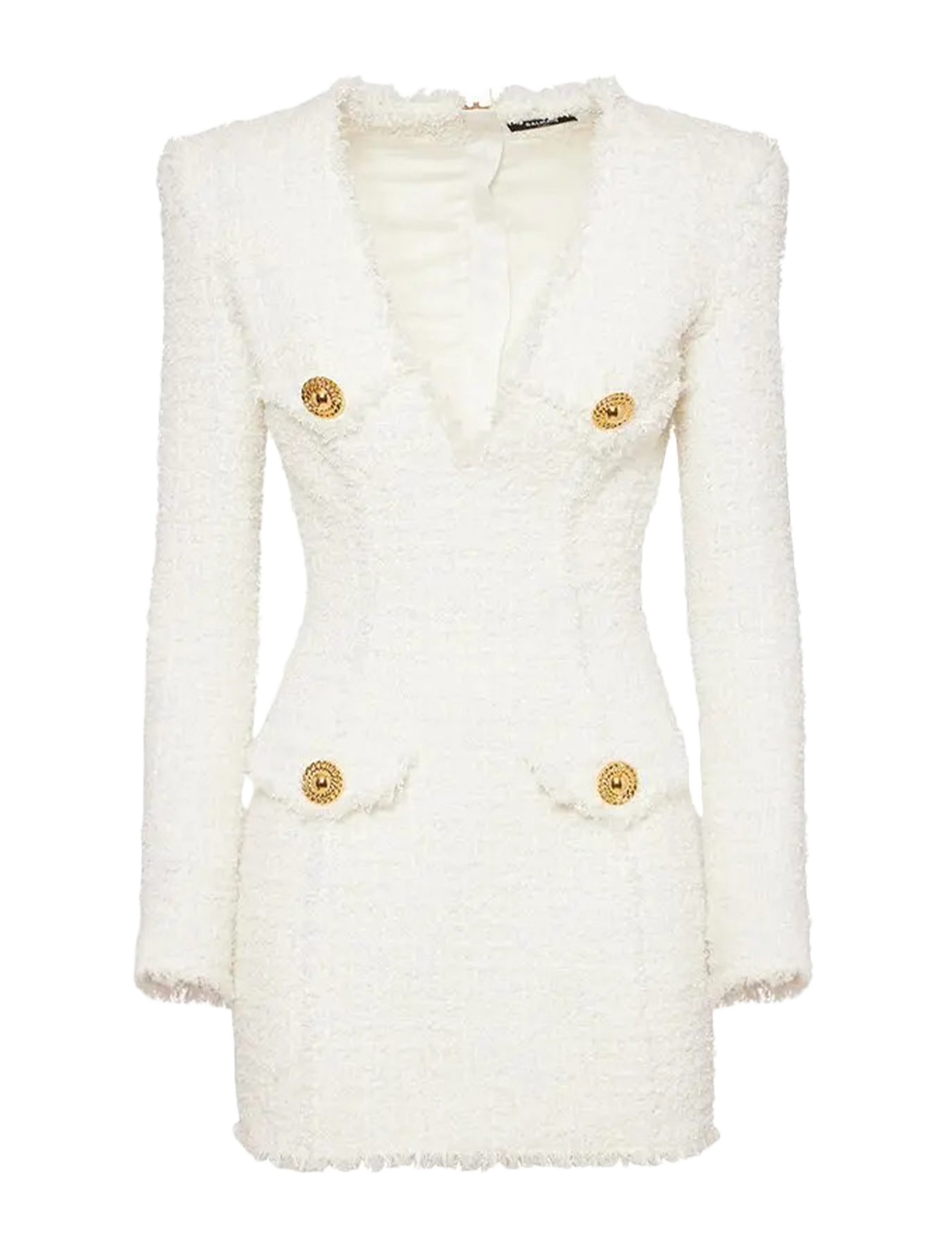 Vestido Curto em Tweed Branco